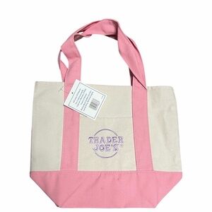 Trader Joe’s Pink and Cream Canvas Tote Bag